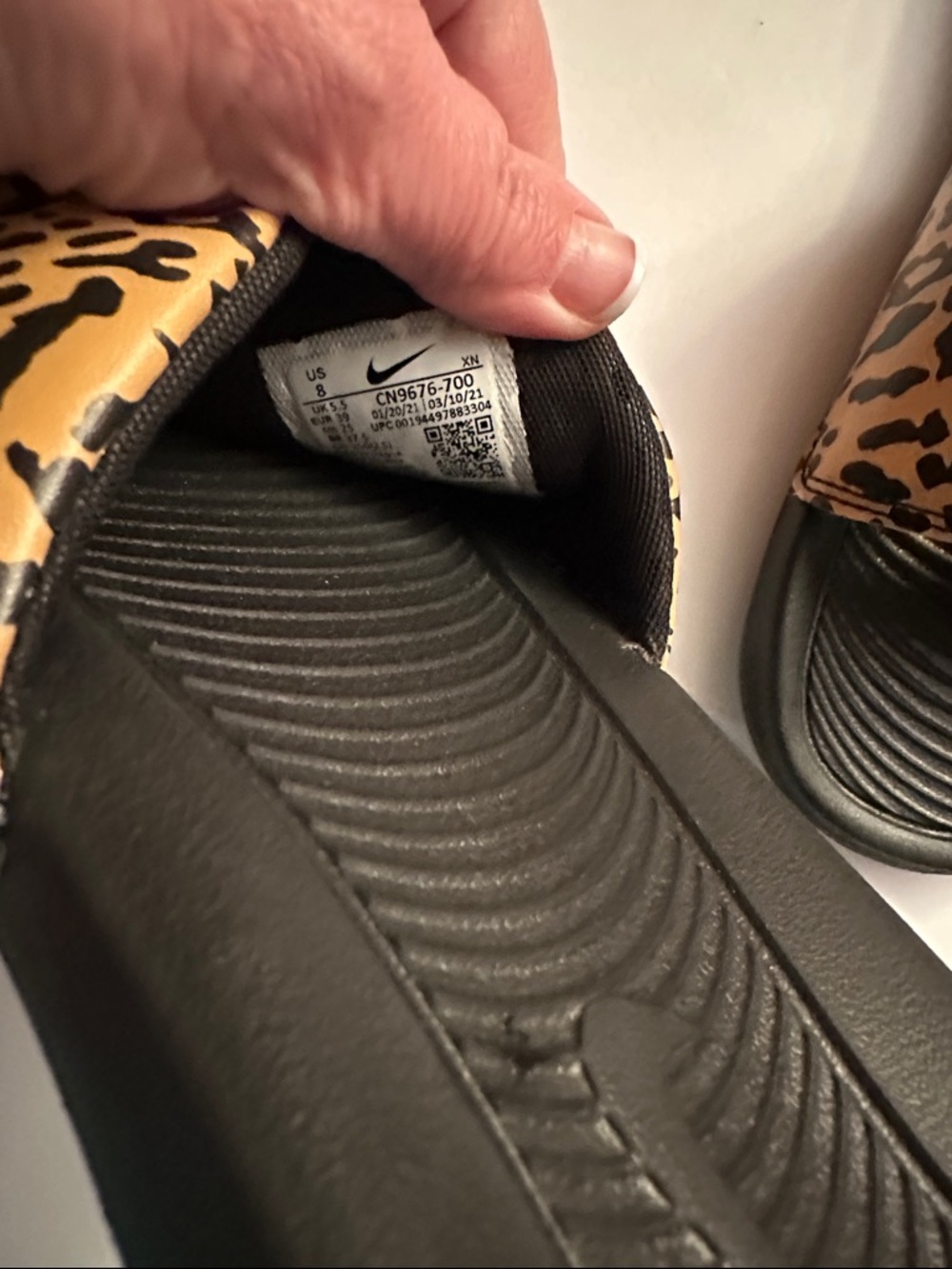 Nike Leopard-Print Slide Sandals - Tan & Black - Picture 3 of 5